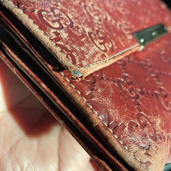 Authentic Gucci - Guccissima Maroon/Brick double snap long leather wallet - Picture 11 of 11